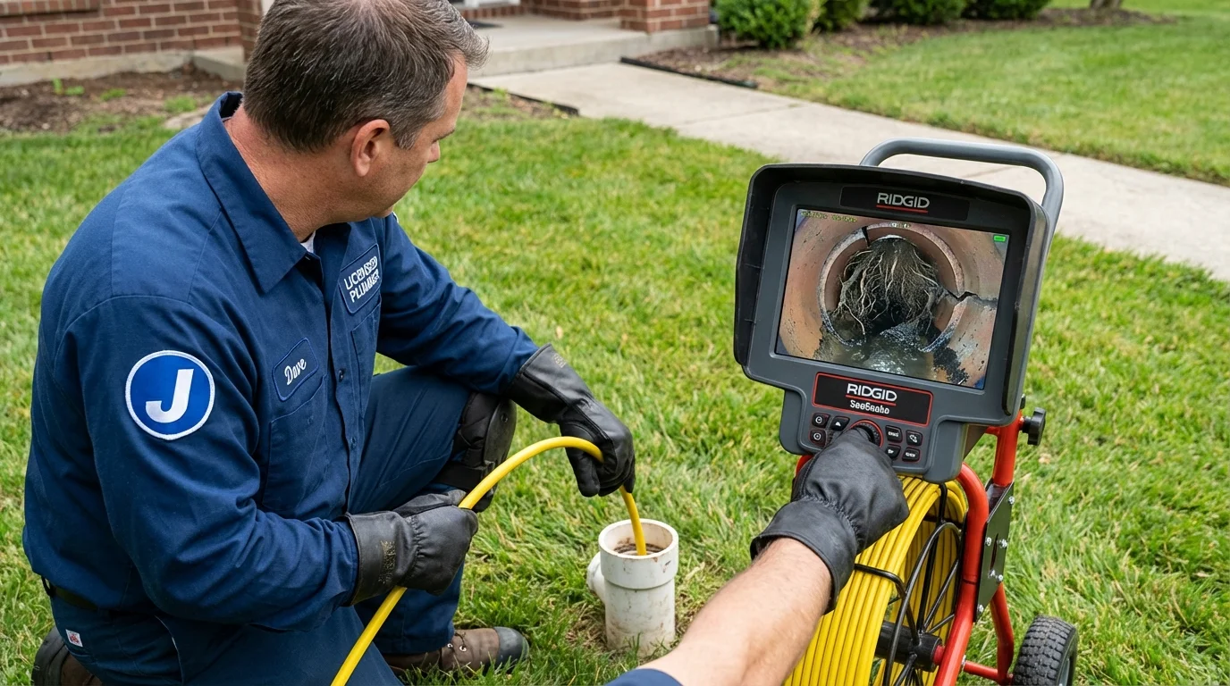 Sewer camera inspection being performed by Johns Plumbing LLC in Jessup
